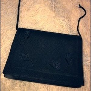 vintage boxy handbag with flower embroidery